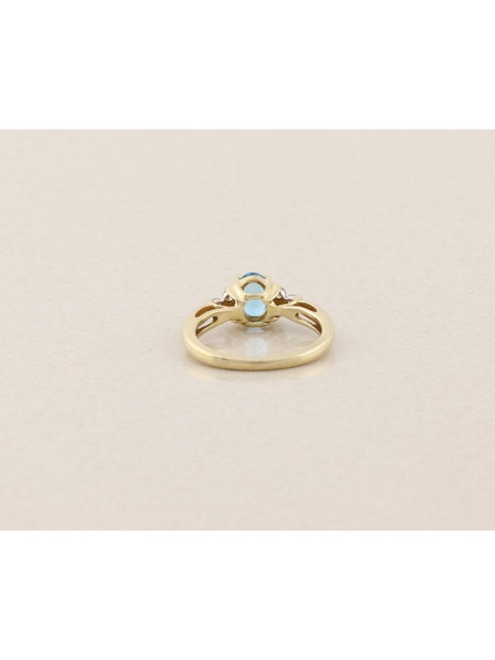 10k Yellow Gold Natural Swiss Blue Topaz & Diamond  Ring Size 7 1/4 - Picture 6 of 7